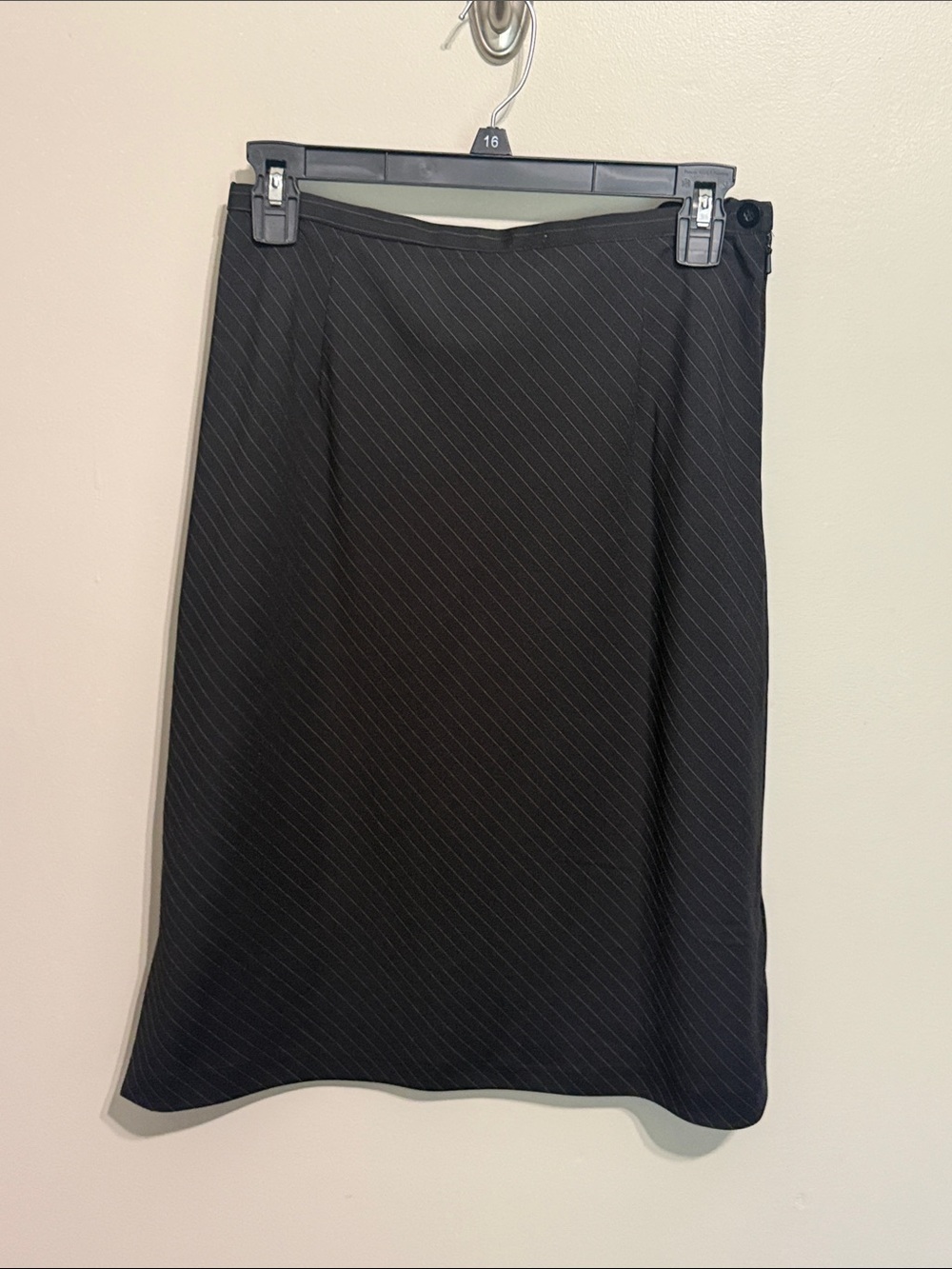 Black Pinstripe A-Line Skirt